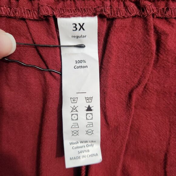 Halara Flex Women 3X Plus Maroon High Waisted Pocket Wide Leg Waffle Work Pants - Picture 6 of 10